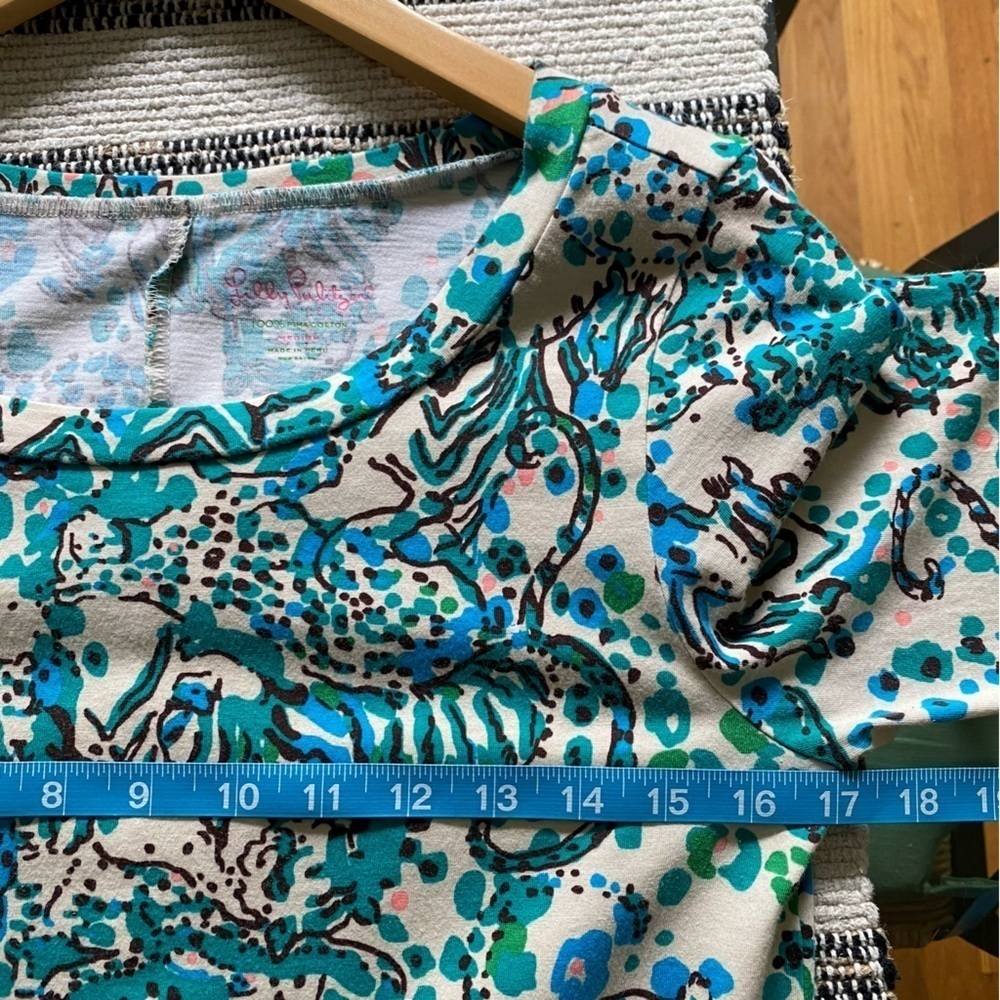 Lilly Pulitzer Blue Beige Corine Dress Sea Oat Escapades Medium - Picture 14 of 16